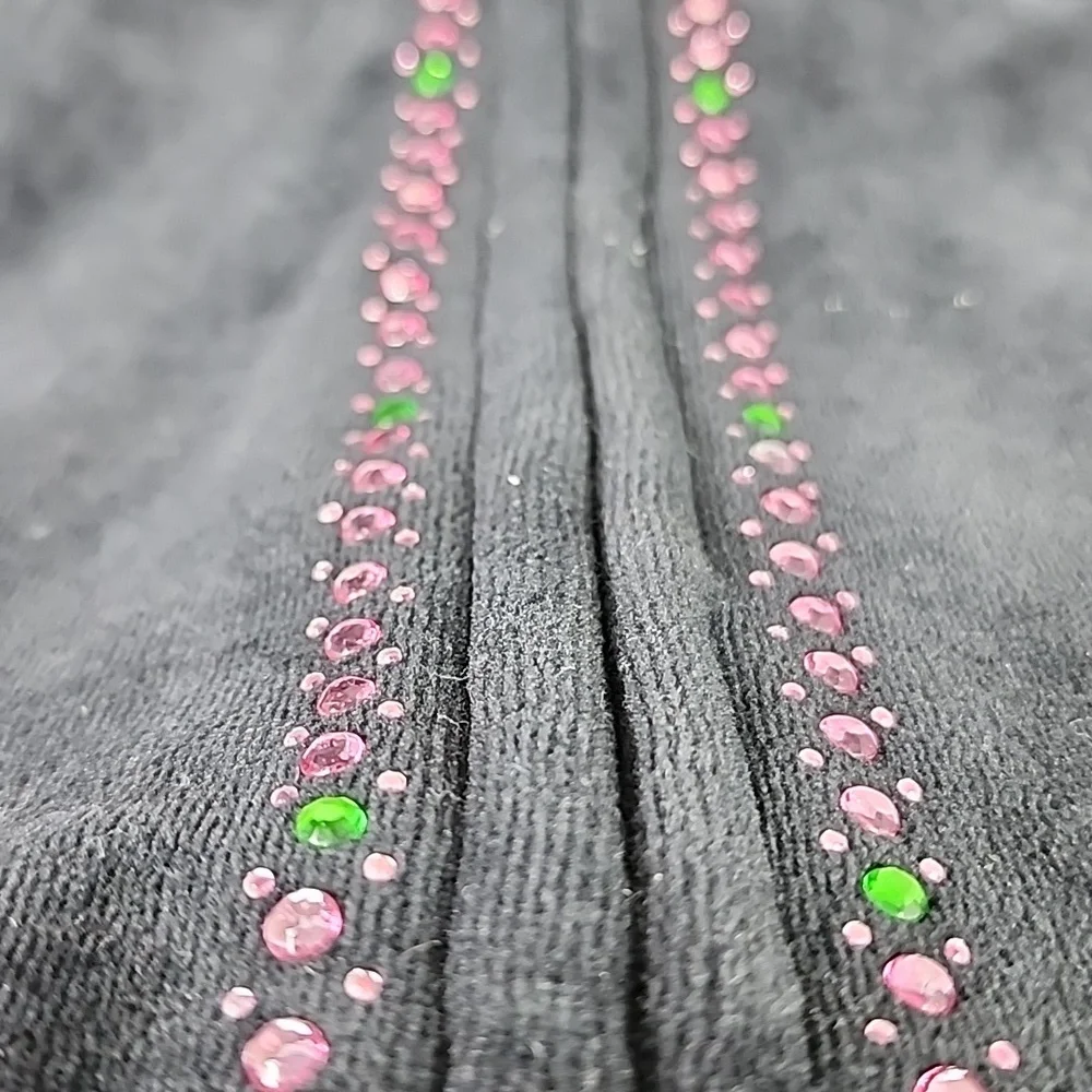Black Velvet zip-up hoodie with Rhinestones. Size 2X Women's - Picture 9 of 9